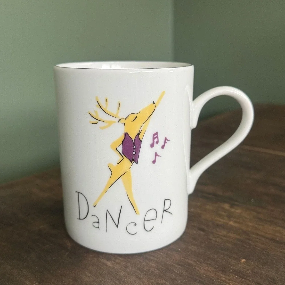 Four‎ Pottery Barn Reindeer Coffee Mugs Prancer Vixen Dancer Dasher